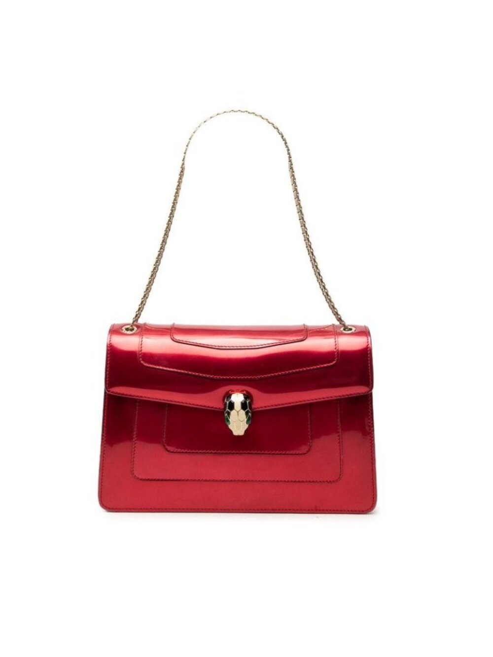 Bvlgari Serpenti Forever Crossbody Shoulder Bag Red Patent